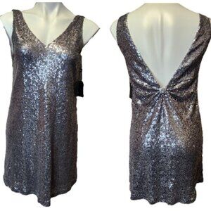 New Forever 21 sequins dress Women's medium Sleeveless Silver shiny Christmas